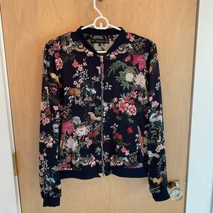 Zara TRF Floral Garden Bomber Jacket Large